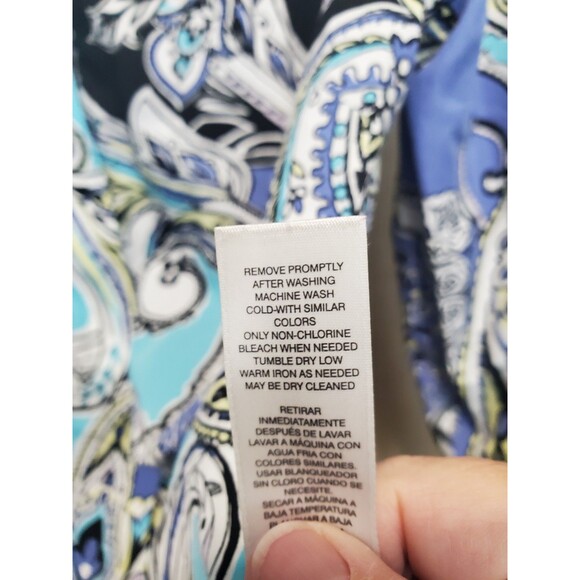 Chico's No Iron Cotton Blue Paisley Button-Back Button-Up Shirt Size 1 MEDIUM - Picture 6 of 7